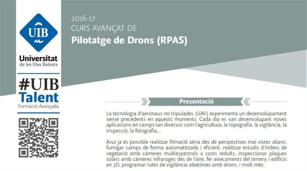 Captura del folleto del curso de piloto RPAS